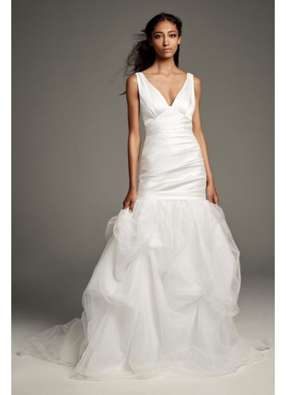 Mikado Wedding Dress with Tossed Tulle Skirt